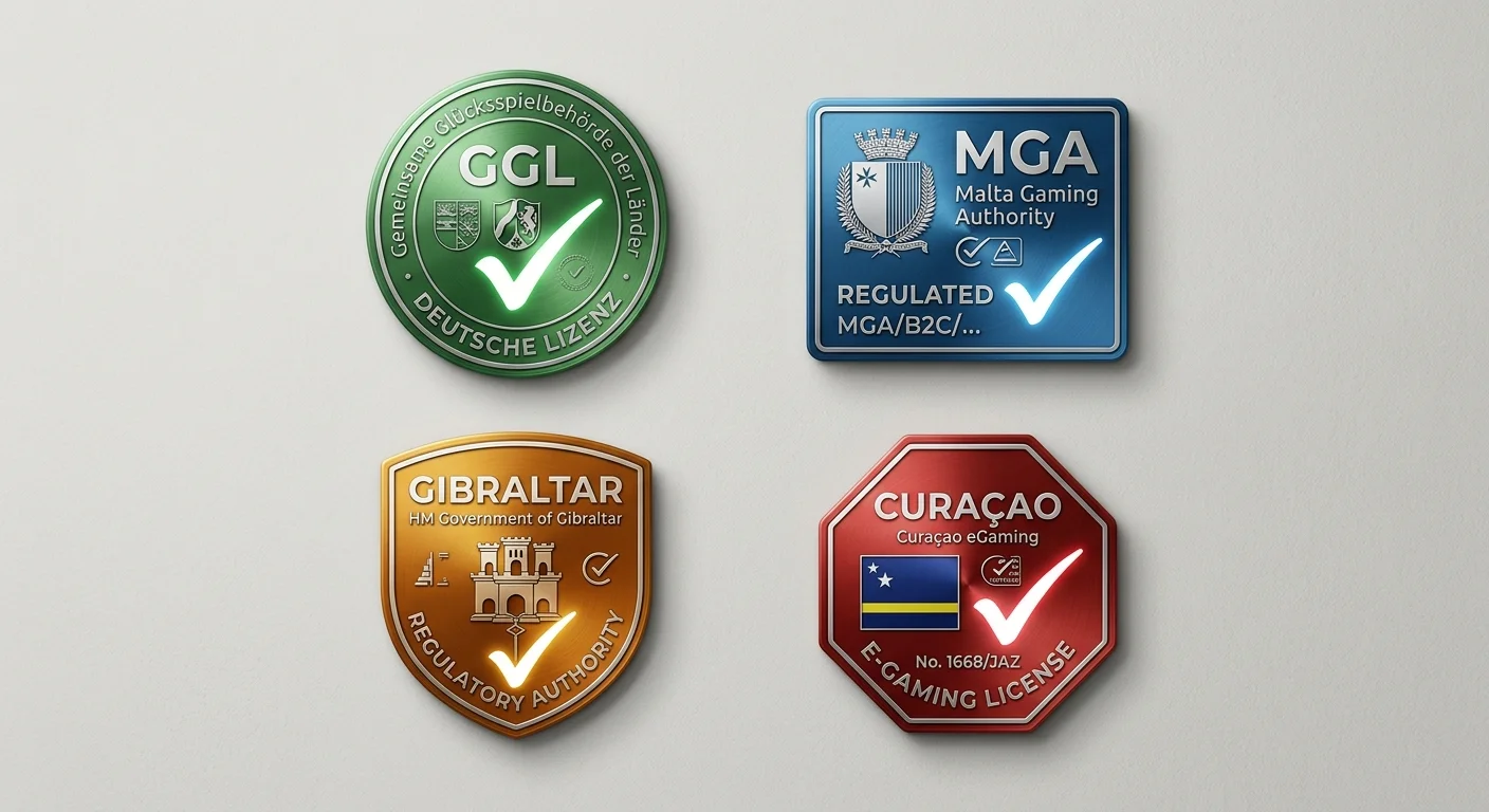 Übersicht der Lizenzklassen für Virtual-Sports-Wettanbieter in Deutschland: GGL, Malta MGA, Gibraltar und Curaçao im Vergleich